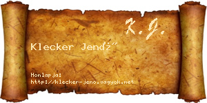 Klecker Jenő névjegykártya