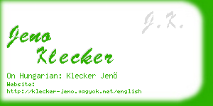 jeno klecker business card